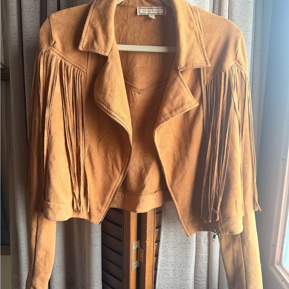 Flying Tomato Tan suede Fringe Jacket
